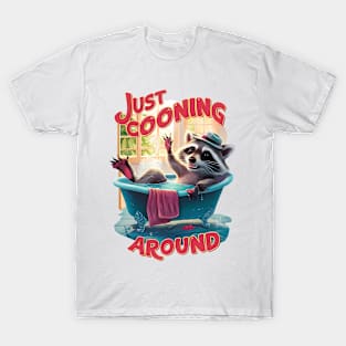 Just Cooning Playful Raccoon Splashing in Bath T-Shirt